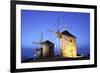 Illuminated Windmills of Chora, Patmos, Dodecanese, Greek Islands, Greece, Europe-Neil Farrin-Framed Photographic Print