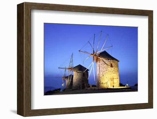 Illuminated Windmills of Chora, Patmos, Dodecanese, Greek Islands, Greece, Europe-Neil Farrin-Framed Photographic Print