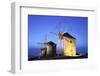 Illuminated Windmills of Chora, Patmos, Dodecanese, Greek Islands, Greece, Europe-Neil Farrin-Framed Photographic Print