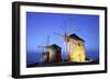 Illuminated Windmills of Chora, Patmos, Dodecanese, Greek Islands, Greece, Europe-Neil Farrin-Framed Photographic Print