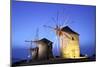 Illuminated Windmills of Chora, Patmos, Dodecanese, Greek Islands, Greece, Europe-Neil Farrin-Mounted Photographic Print