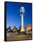 Illuminated World Globe in Maidan Nezalezhnosti, Kiev, Ukraine-Gavin Hellier-Framed Stretched Canvas