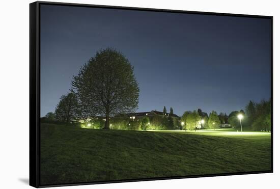 illuminateded park by night-Benjamin Engler-Framed Stretched Canvas