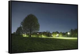 illuminateded park by night-Benjamin Engler-Framed Stretched Canvas