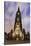 Illuminateded Steeple St. Nikolai, Old Town, Hanseatic City Hamburg, Germany-Axel Schmies-Stretched Canvas