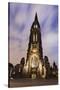 Illuminateded Steeple St. Nikolai, Old Town, Hanseatic City Hamburg, Germany-Axel Schmies-Stretched Canvas