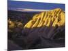 Illuminateded Tuff Stone Erosion with Uchisar, Cappadocia, Anatolia, Turkey-Rainer Mirau-Mounted Photographic Print