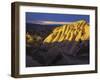 Illuminateded Tuff Stone Erosion with Uchisar, Cappadocia, Anatolia, Turkey-Rainer Mirau-Framed Photographic Print