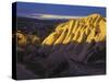 Illuminateded Tuff Stone Erosion with Uchisar, Cappadocia, Anatolia, Turkey-Rainer Mirau-Stretched Canvas