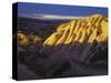 Illuminateded Tuff Stone Erosion with Uchisar, Cappadocia, Anatolia, Turkey-Rainer Mirau-Stretched Canvas