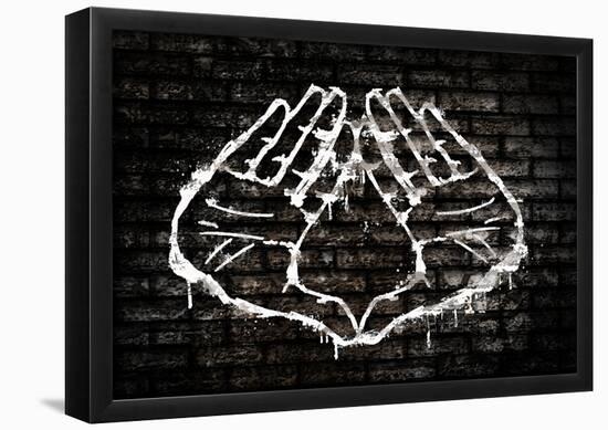 Illuminati Hand Sign Graffiti-null-Framed Poster