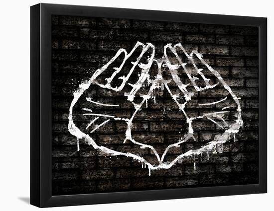 Illuminati Hand Sign Graffiti-null-Framed Poster