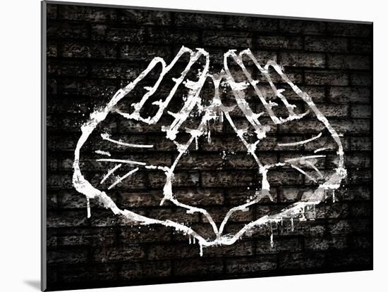 Illuminati Hand Sign Graffiti-null-Mounted Poster