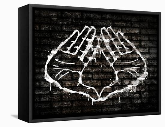 Illuminati Hand Sign Graffiti-null-Framed Stretched Canvas