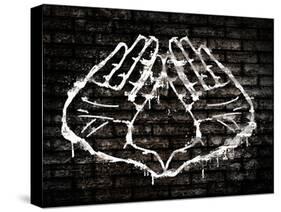Illuminati Hand Sign Graffiti-null-Stretched Canvas