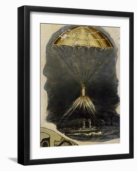 Illuminating Cartridge of Projectile 102/45 (Cvr), Slowed Down by Parachute, 1925, Italy-null-Framed Giclee Print