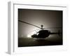 Illumination from the Bright Light Silhouettes of OH-58D Kiowa Helicopter During Thick Fog-Stocktrek Images-Framed Photographic Print