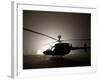 Illumination from the Bright Light Silhouettes of OH-58D Kiowa Helicopter During Thick Fog-Stocktrek Images-Framed Photographic Print