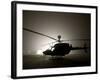 Illumination from the Bright Light Silhouettes of OH-58D Kiowa Helicopter During Thick Fog-Stocktrek Images-Framed Photographic Print