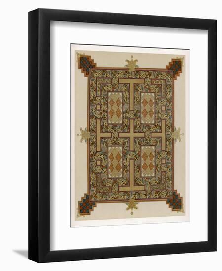 Illumination from the "Lindisfarne Gospels" or Gospels of Saint Cuthbert-null-Framed Art Print