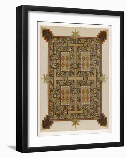 Illumination from the "Lindisfarne Gospels" or Gospels of Saint Cuthbert-null-Framed Art Print