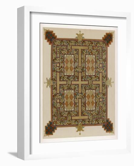 Illumination from the "Lindisfarne Gospels" or Gospels of Saint Cuthbert-null-Framed Art Print