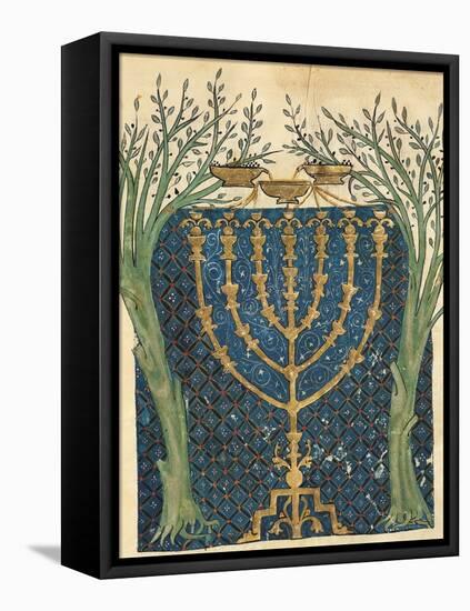 Illumination of a Menorah, from the Jewish Cervera Bible, 1299-Joseph Asarfati-Framed Stretched Canvas