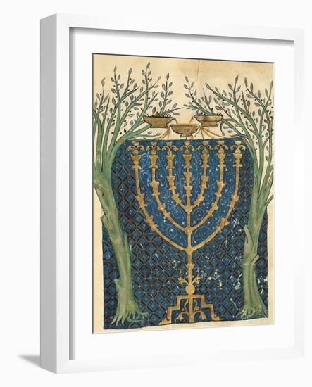 Illumination of a Menorah, from the Jewish Cervera Bible, 1299-Joseph Asarfati-Framed Giclee Print