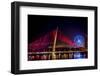 Illumination of Tran Thi Ly Bridge over the Han River, Tet Festival, New Year celebration, Vietnam.-Tom Norring-Framed Photographic Print