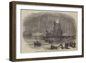 Illuminations at Lisbon to Celebrate the Change of Ministers, Fireworks at the Castle of Belem-null-Framed Giclee Print