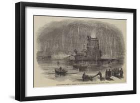 Illuminations at Lisbon to Celebrate the Change of Ministers, Fireworks at the Castle of Belem-null-Framed Giclee Print