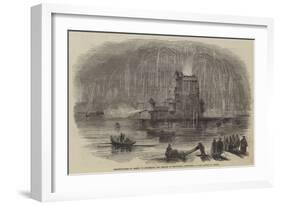 Illuminations at Lisbon to Celebrate the Change of Ministers, Fireworks at the Castle of Belem-null-Framed Giclee Print