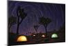 Illuminous Light Painted Landscape of Camping and Stars in Joshua Tree National Park-tobkatrina-Mounted Photographic Print