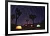 Illuminous Light Painted Landscape of Camping and Stars in Joshua Tree National Park-tobkatrina-Framed Photographic Print