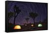 Illuminous Light Painted Landscape of Camping and Stars in Joshua Tree National Park-tobkatrina-Framed Stretched Canvas