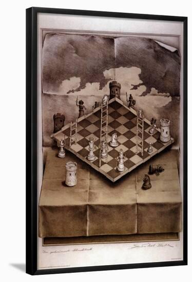 Illusion Chess Board-null-Framed Poster