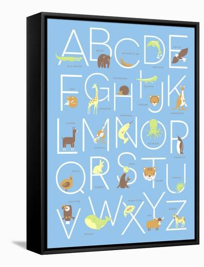 Illustrated Animal Alphabet ABC Poster Design-TeddyandMia-Framed Stretched Canvas