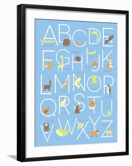 Illustrated Animal Alphabet ABC Poster Design-TeddyandMia-Framed Art Print