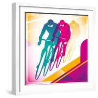 Illustrated Bicycle Driving In Color-Rashomon-Framed Art Print