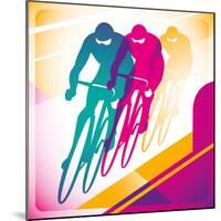 Illustrated Bicycle Driving In Color-Rashomon-Mounted Art Print