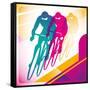 Illustrated Bicycle Driving In Color-Rashomon-Framed Stretched Canvas