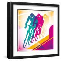 Illustrated Bicycle Driving In Color-Rashomon-Framed Art Print