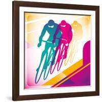 Illustrated Bicycle Driving In Color-Rashomon-Framed Art Print