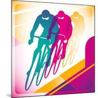 Illustrated Bicycle Driving In Color-Rashomon-Mounted Art Print