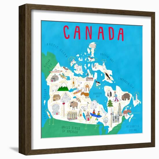 Illustrated Countries Canada-Carla Daly-Framed Art Print