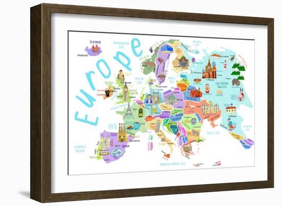Illustrated Countries of Europe-Carla Daly-Framed Art Print