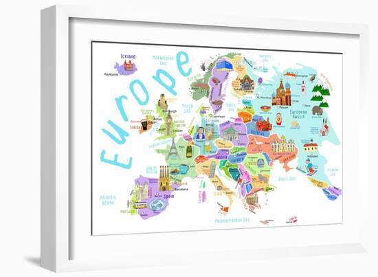 Illustrated Countries of Europe-Carla Daly-Framed Art Print