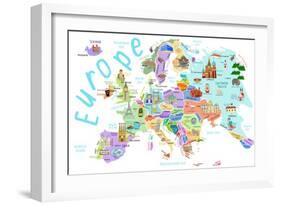 Illustrated Countries of Europe-Carla Daly-Framed Art Print