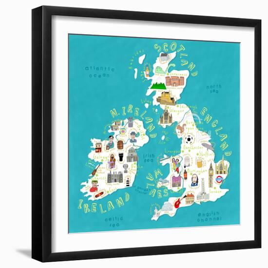 Illustrated Countries UK + Ireland-Carla Daly-Framed Art Print