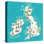 Illustrated Countries UK + Ireland-Carla Daly-Stretched Canvas